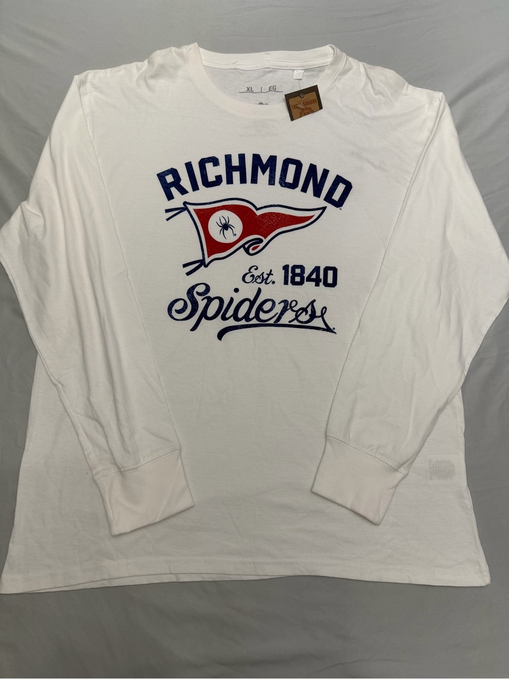 Richmond Spiders Adult XL Three Square White Red Blue Long Sleeve T-Shirt